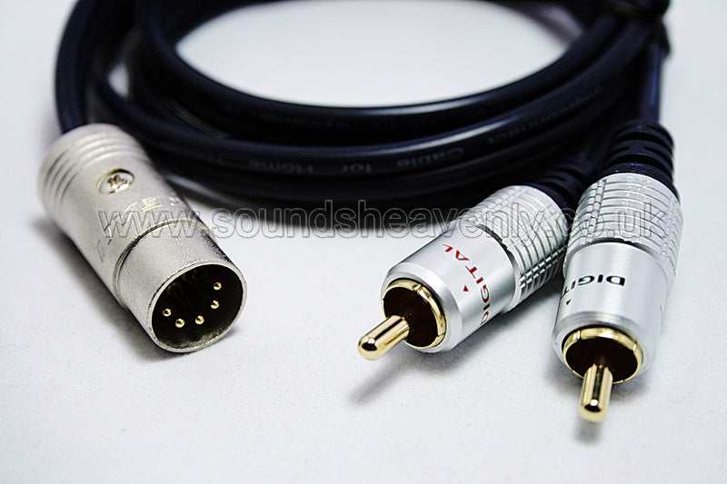 5 pin DIN to twin RCA - Powerlink compatible to Non-B&O Hifi amplifier/ receiver etc (DIN to Twin Phono)